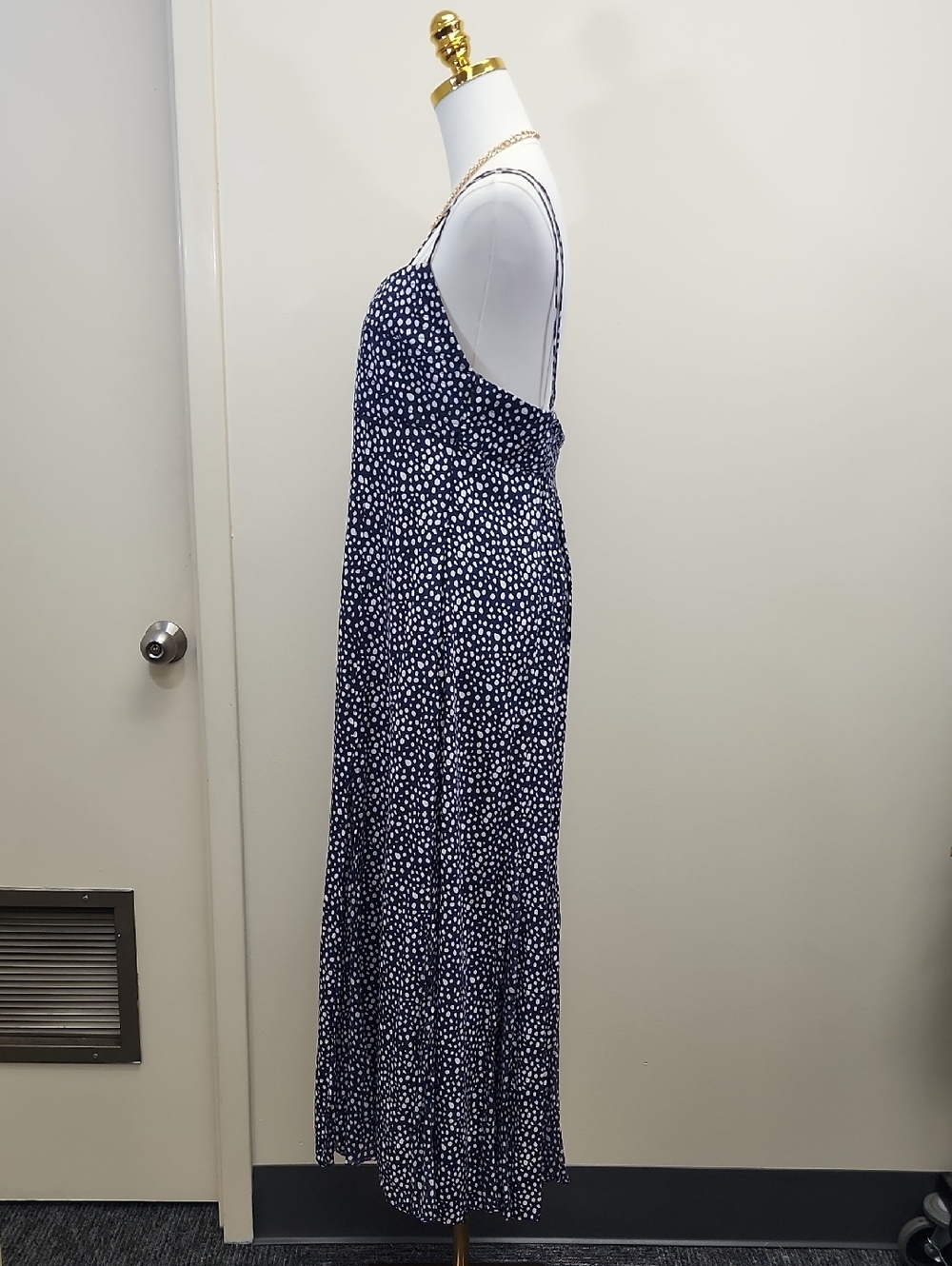 La Ligne Silk Chiffon Polka Dot Midi Dress Spaghetti Strap XL Extra Large - Picture 4 of 12